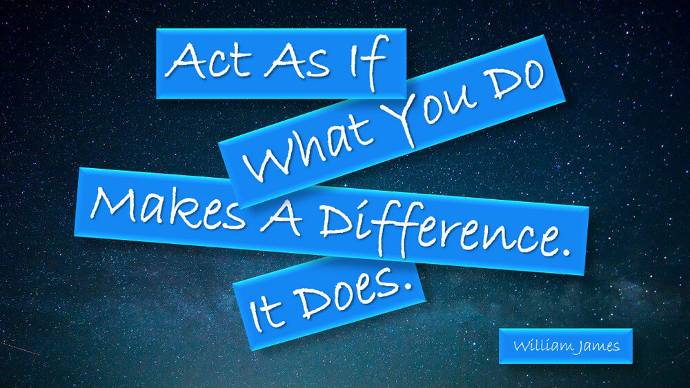screen print of example slide with a William James quote on it