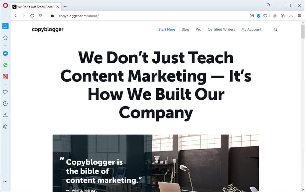 screen print of the CopyBlogger website