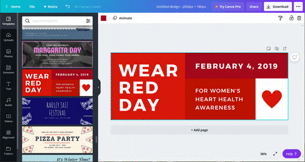 animated image showing changes you can make in Canva